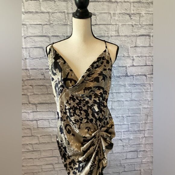 Women’s Plus Black & Tan Patterned Strappy Dress - 1XL - Picture 2 of 6